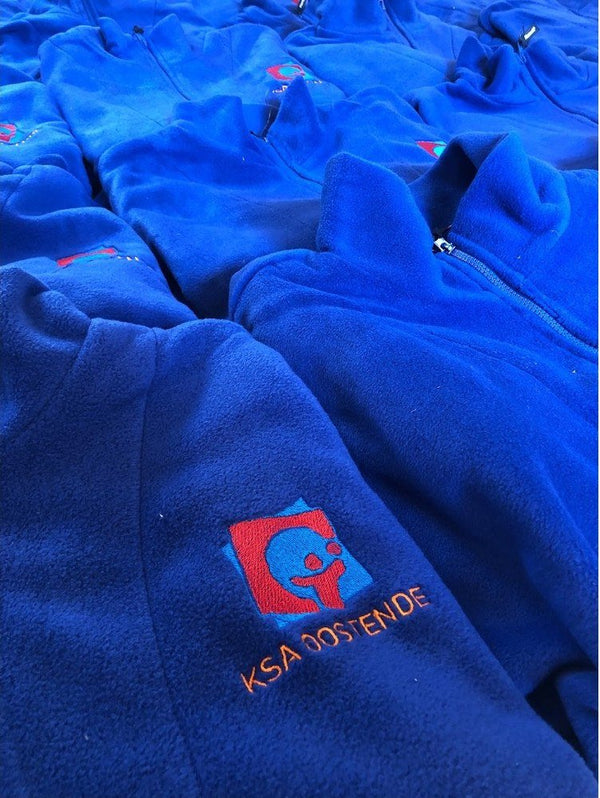 Blauwe fleecetruien met KSA-logo