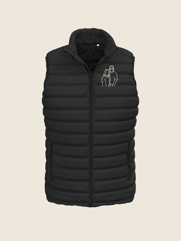 Gilet premium avec dessin au trait, dans la couleur Noir