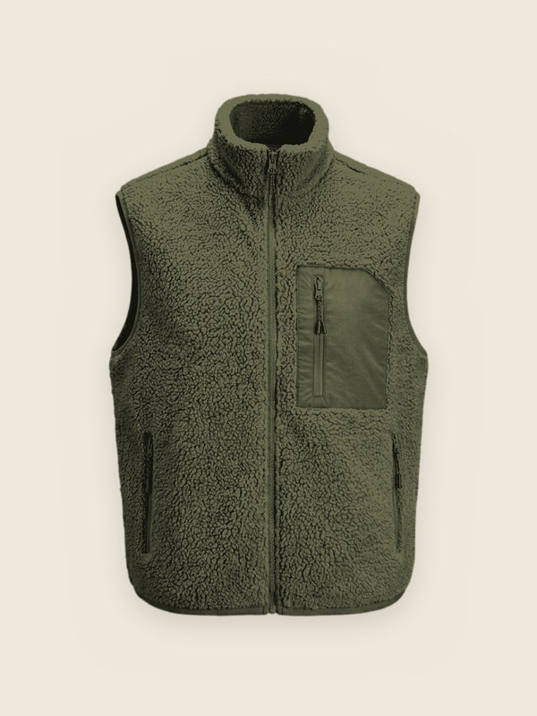 Gilet sherpa avec voiture ou moto, dans la couleur Kaki
