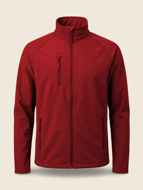 Veste softshell avec texte, dans la couleur Rouge