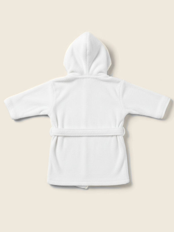 Babybadjas met geboortekaartje, in de kleur Wit