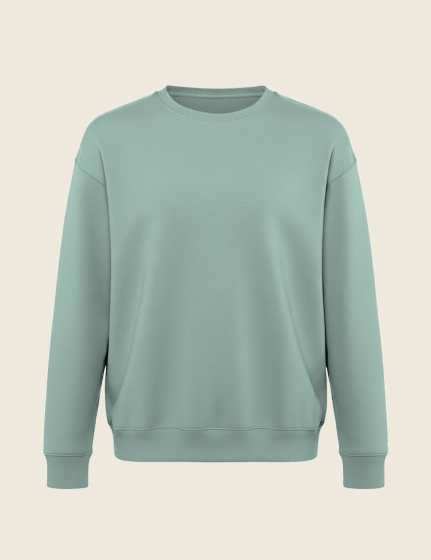 Sweater in de kleur Aqua Groen, geborduurd door Tice Nits