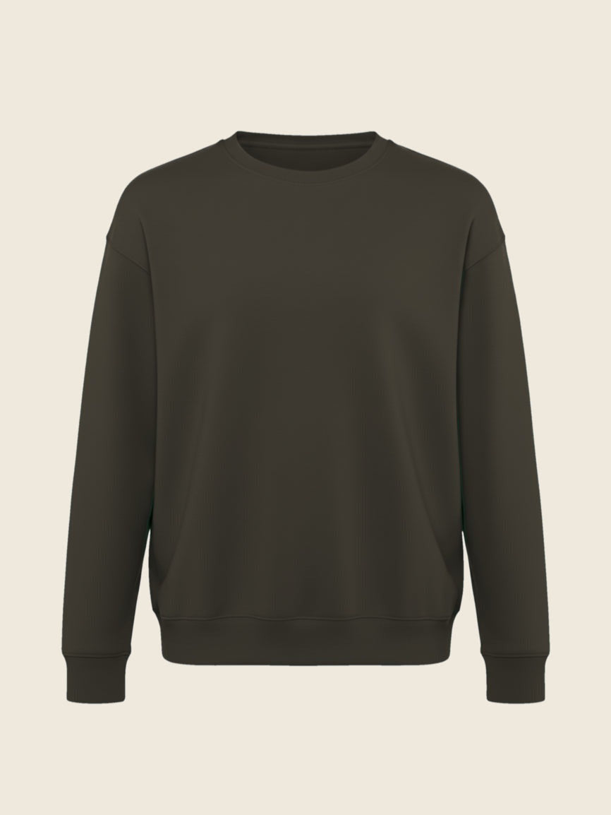 Sweater in de kleur Kaki, geborduurd door Tice Nits
