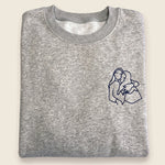 Sweater met lijntekening in de kleur Lichtgrijs, geborduurd door Tice Nits