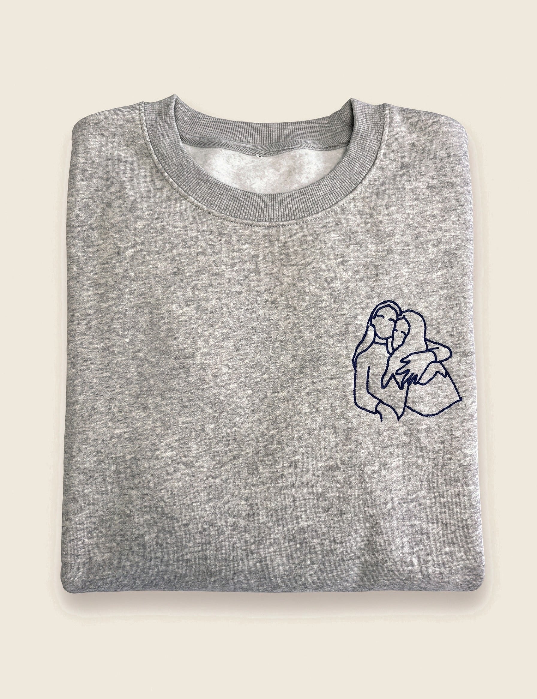 Sweater met lijntekening in de kleur Lichtgrijs, geborduurd door Tice Nits