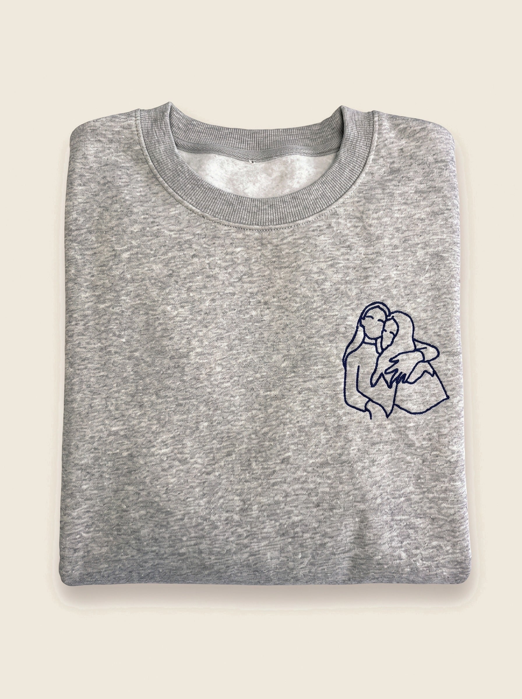 Sweater met lijntekening in de kleur Lichtgrijs, geborduurd door Tice Nits