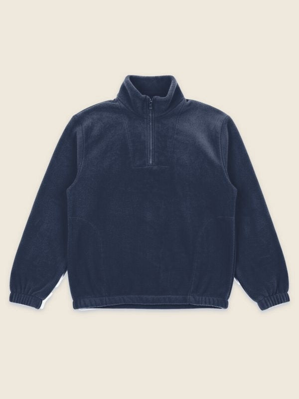 Fleecetrui met lijntekening, in de kleur Navy