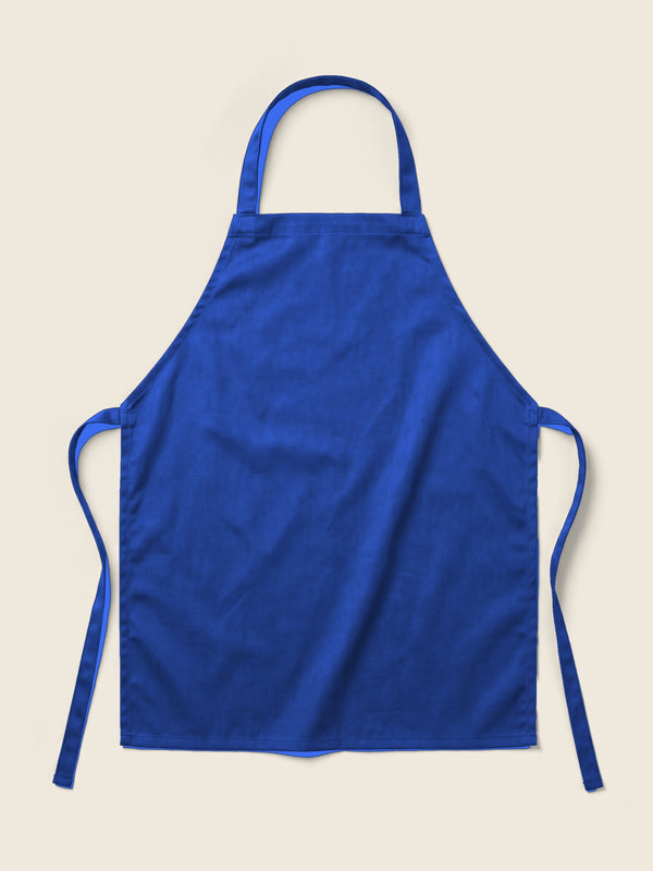 Kids’ apron with line drawing, in the colour Royaal Blauw
