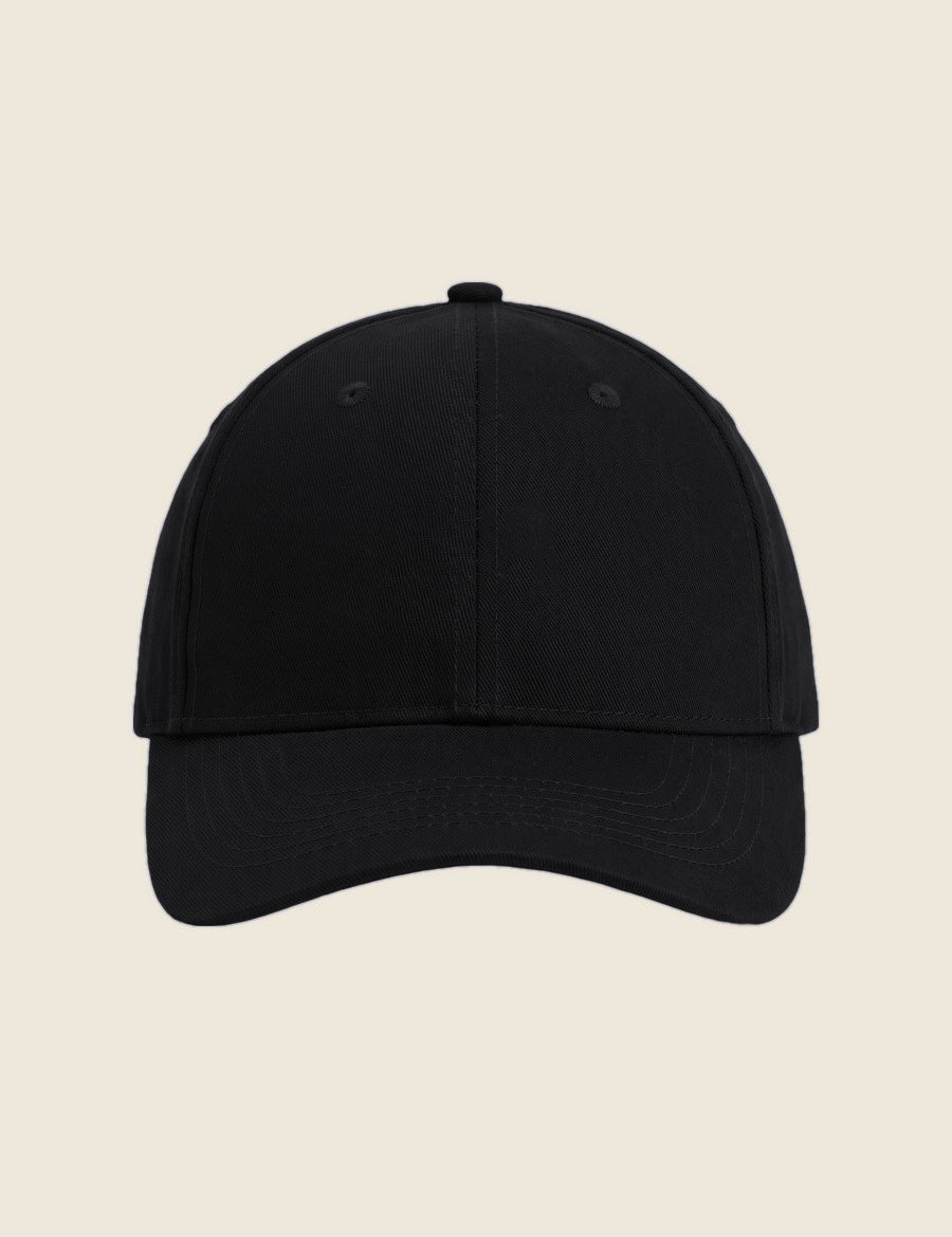 Zwart pet dad cap, plat, zonder borduring
