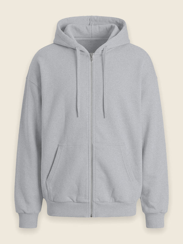 Hoodie met rits en lijntekening, in de kleur Lichtgrijs
