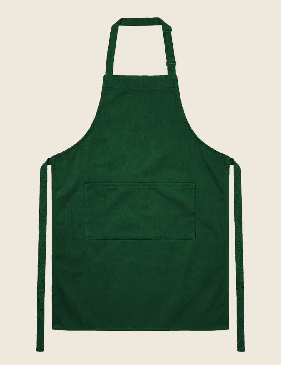 Groen (forest) schort, plat, zonder borduring