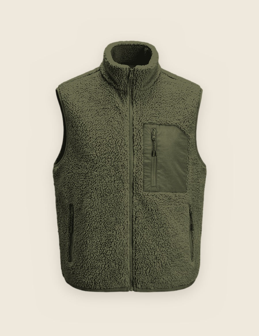 Sherpa bodywarmer in Kaki, voorkant, om te laten borduren bij Tice Nits