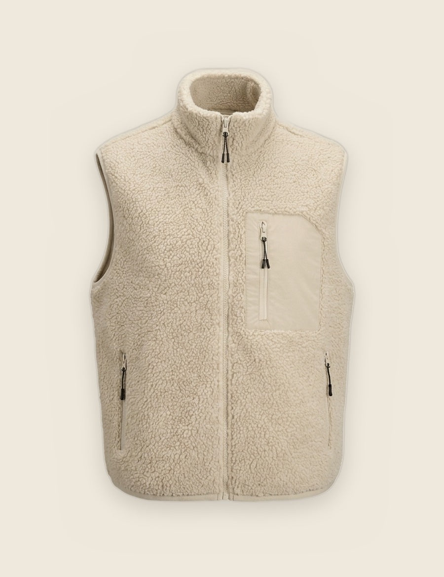 Sherpa bodywarmer in Naturel, voorkant, om te laten borduren bij Tice Nits