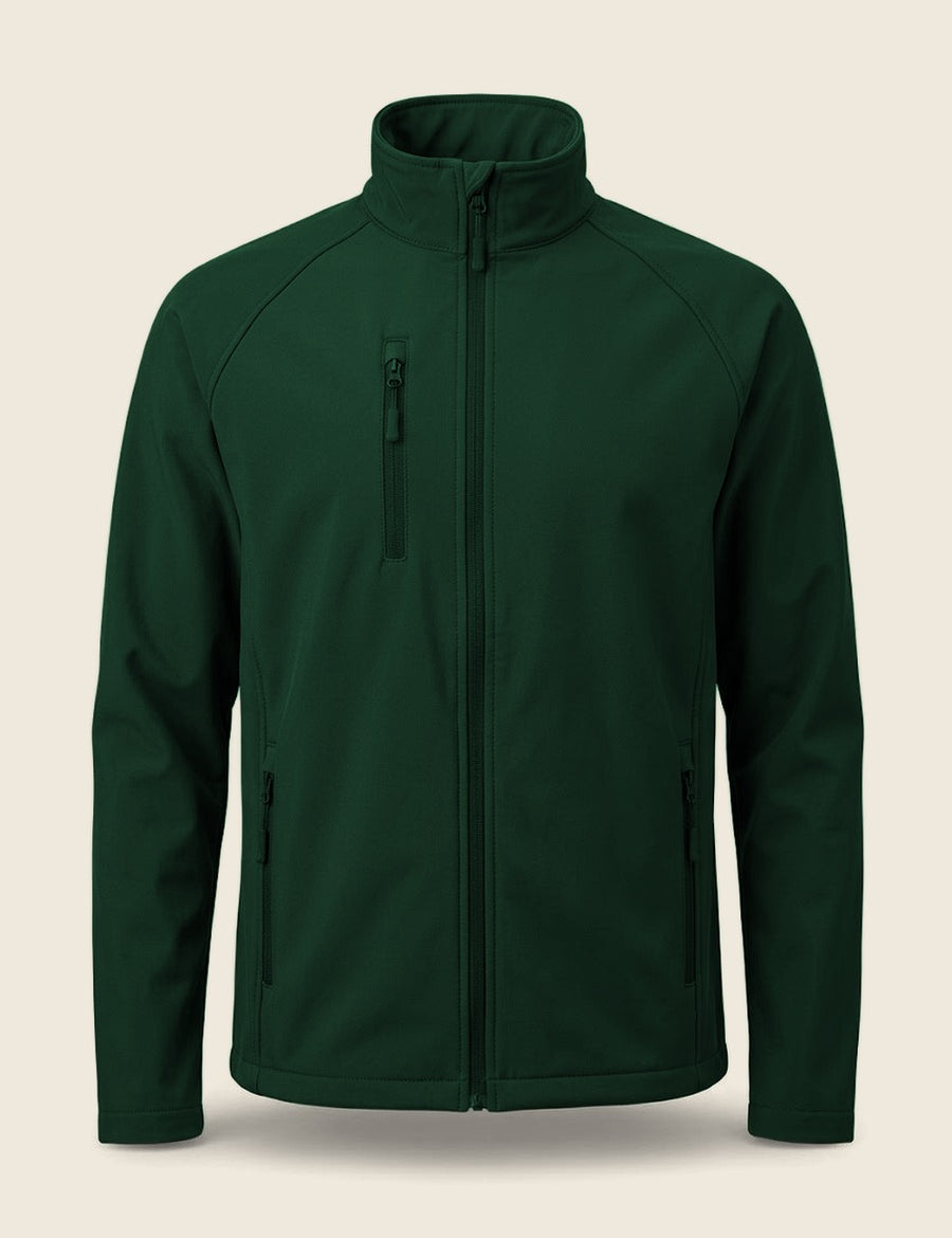 Groen (forest) softshell jas, plat, zonder borduring
