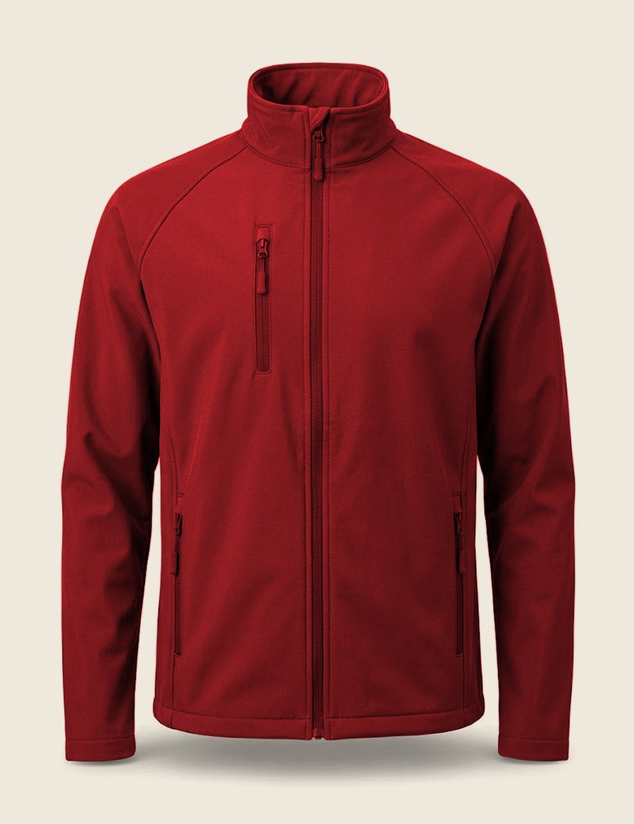 Rood softshell jas, plat, zonder borduring