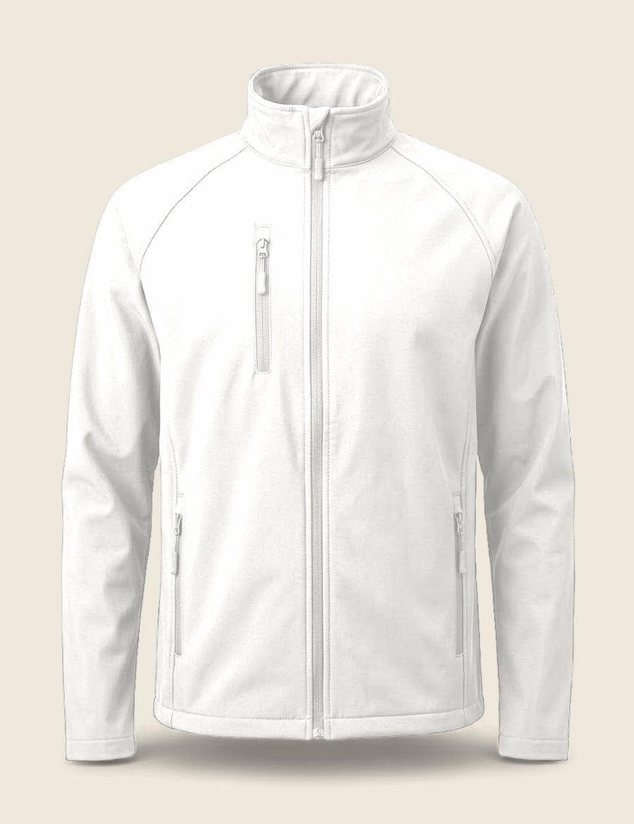 Wit softshell jas, plat, zonder borduring