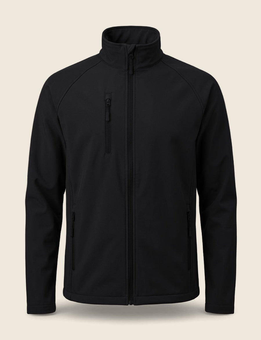 Zwart softshell jas, plat, zonder borduring