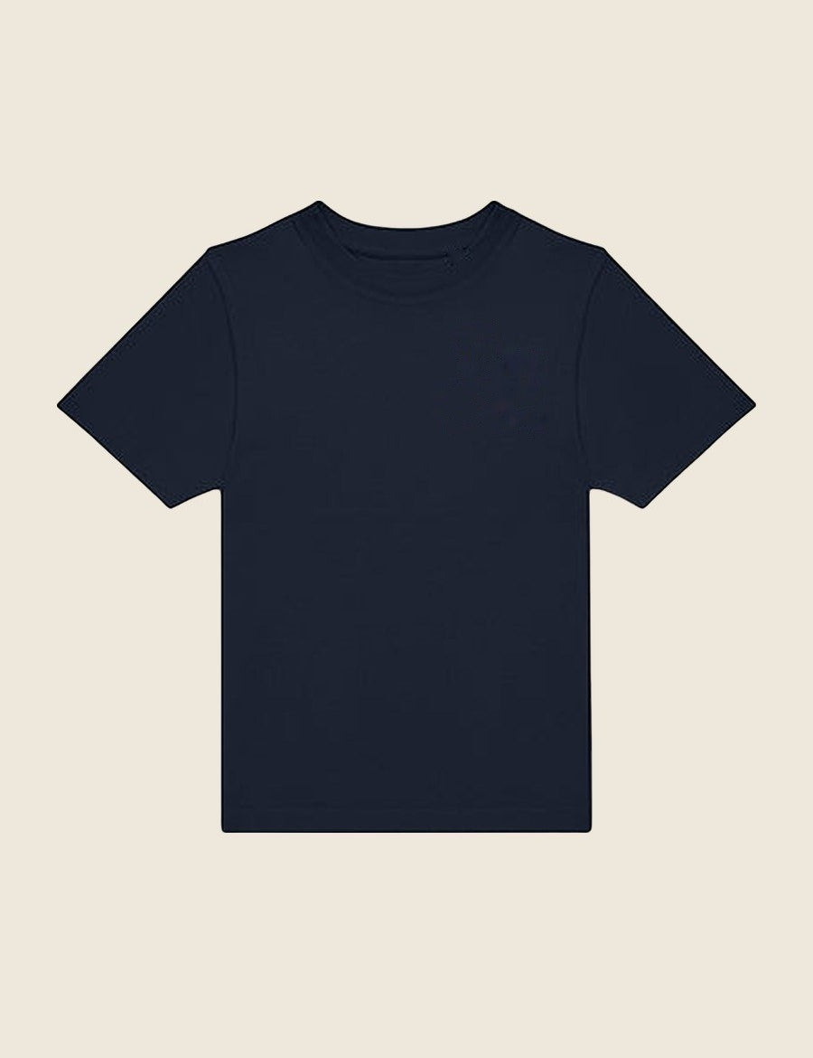Navy T-shirt voor kinderen, plat, zonder borduring