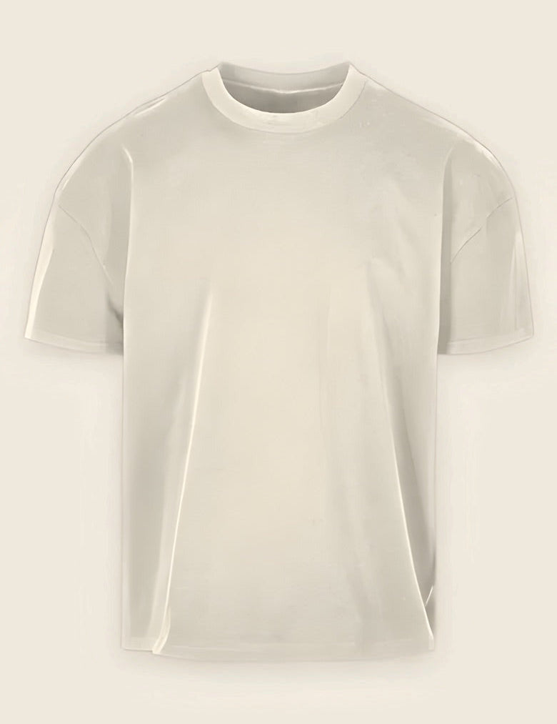 Heavyweight t-shirt in de kleur Stone, nog zonder borduring