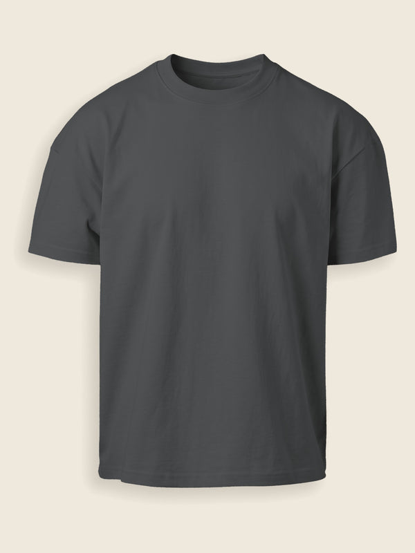 Heavyweight T-shirt met ingekleurde tekening, in de kleur Antraciet