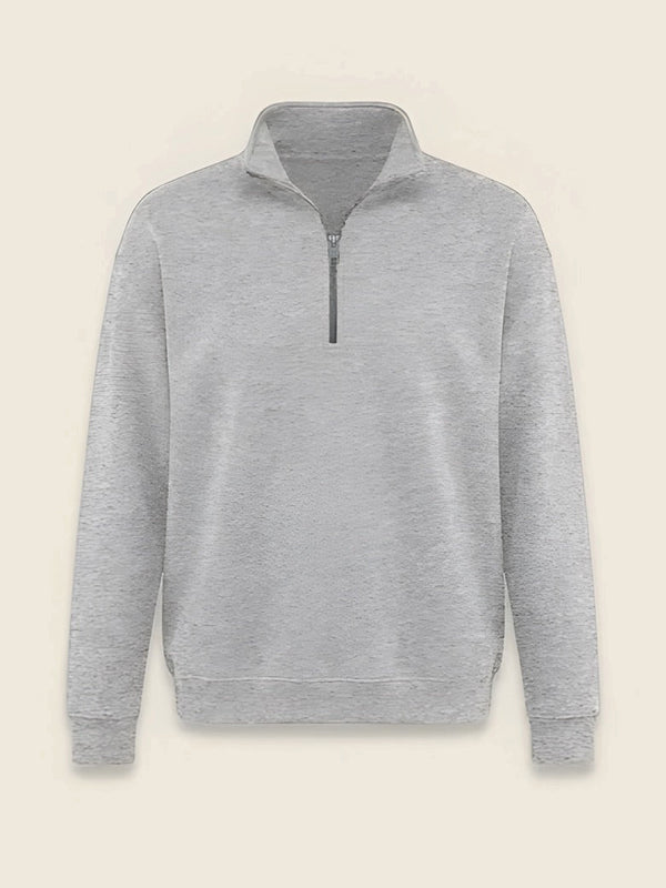 Quarter zip met kindertekening, in de kleur Lichtgrijs