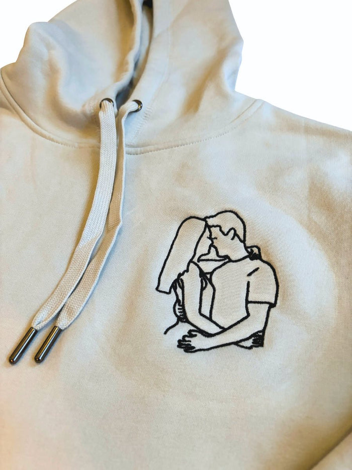 Hoodie met lijntekening van een kussend koppel