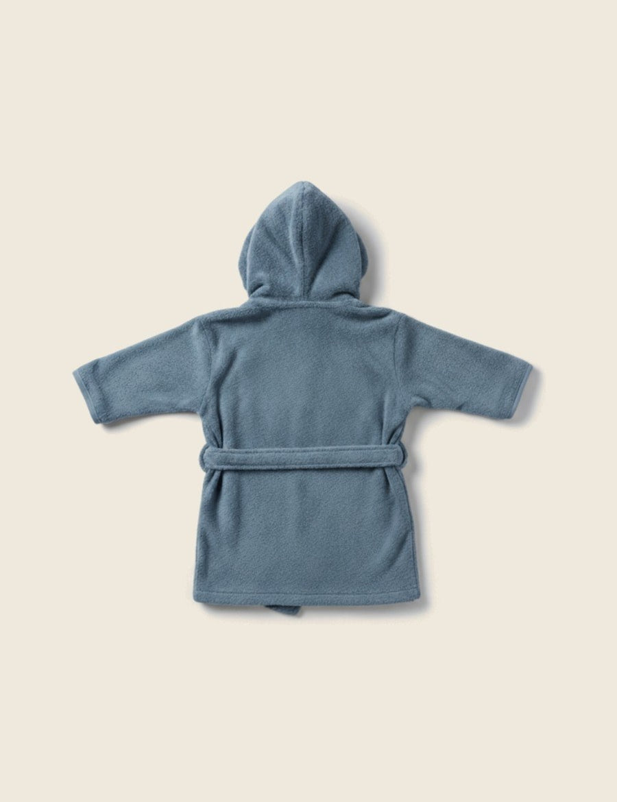 Babybadjas in de kleur Nordic blauw, nog zonder borduring