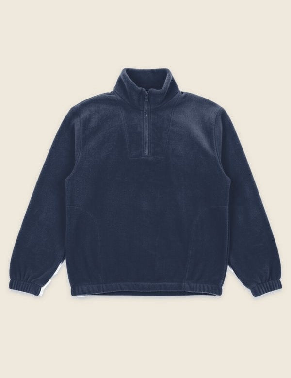 Fleecetrui in de kleur Navy, nog zonder borduring