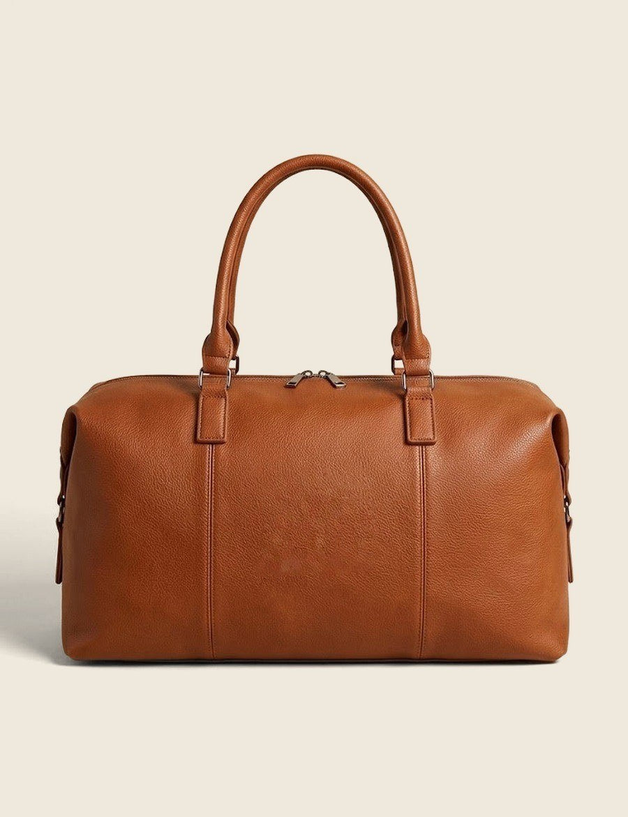 Cognac weekendtas in leerlook om te personaliseren