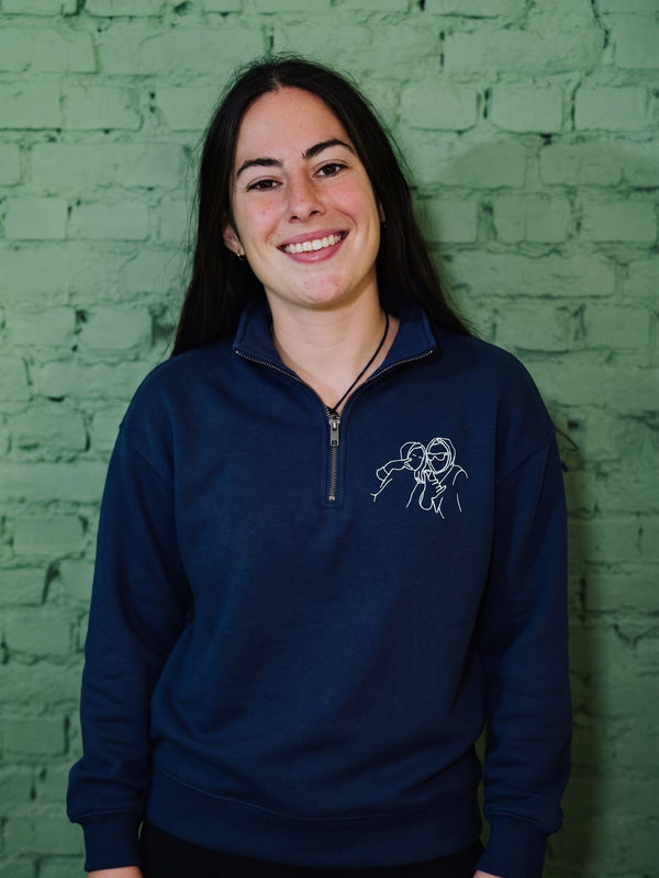 Quarter zip met lijntekening